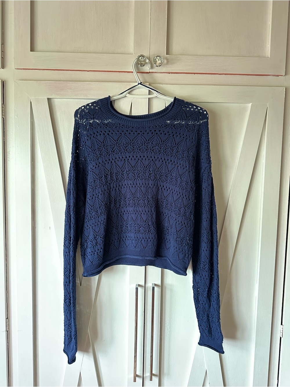 Streetwear Society Navy Crochet Crewneck Sweater